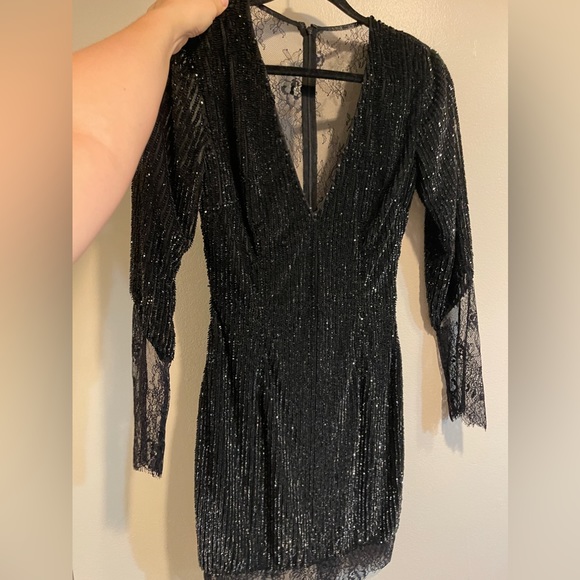 NWOT Black Sequin Embellished  Lace Dress - Picture 4 of 10